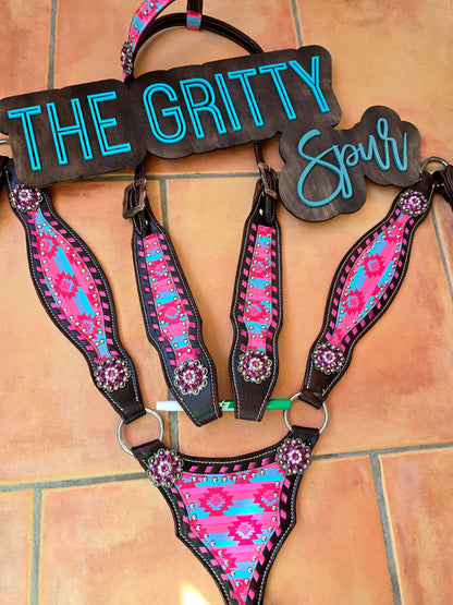 PRE ORDER- Pink Aztec tack set