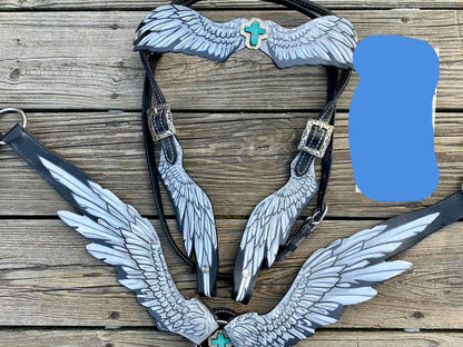 White and black angel wing tack set
