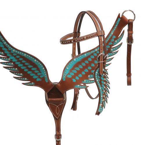 Teal angel wing tack set