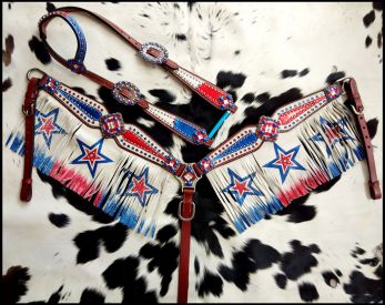 Red white blue patriotic fringe tack set