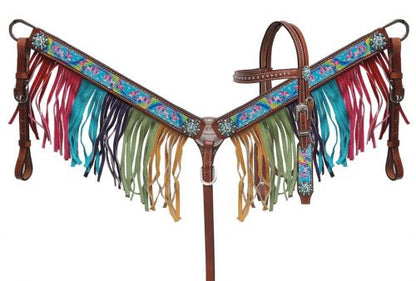 PONY Rainbow pony tack set with fringe