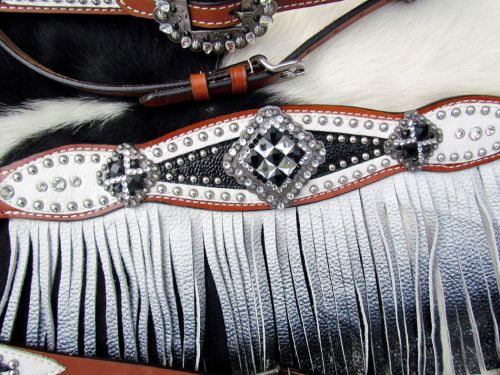 Bejeweled black and white 4 piece tack set