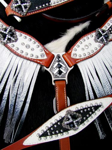 Bejeweled black and white 4 piece tack set