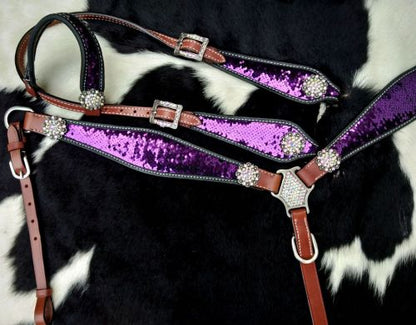 Purple and Silver Sequin Tack set