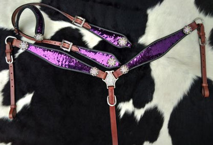 Purple and Silver Sequin Tack set