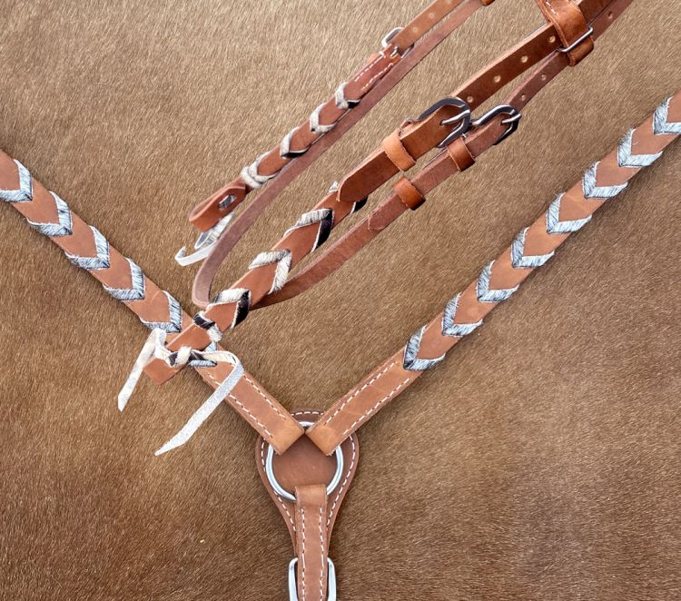 Harness leather browband cowhide laced tack set