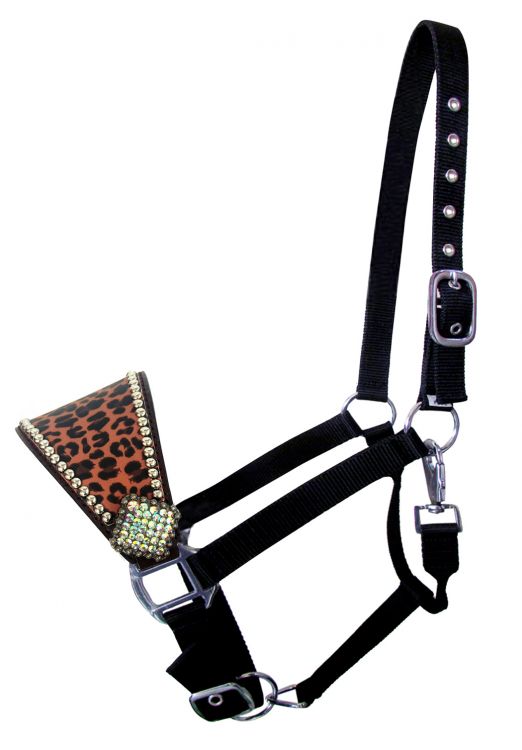 Cheetah and rhinestone concho bronc halter