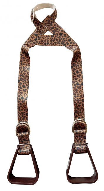 Heavy duty nylon adjustable buddy stirrups with a Cheetah print