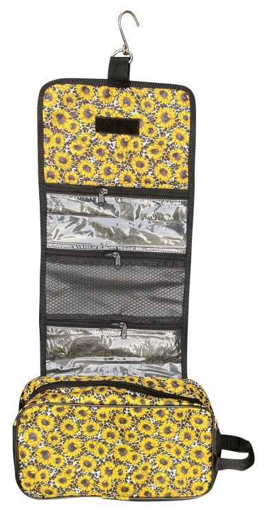 Sunflower and Cheetah print roll up accessory bag