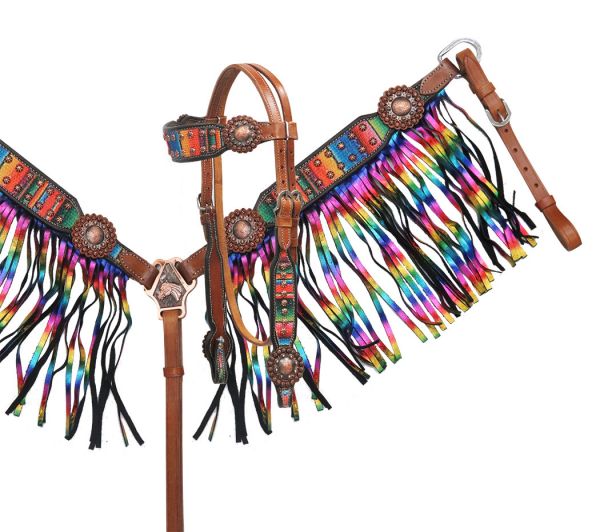 Serape print tack set with fringe