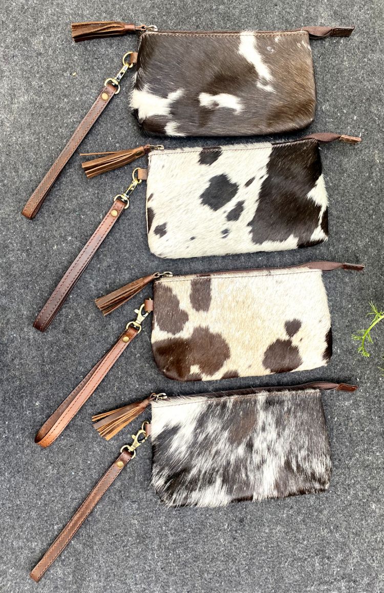 Cowhide clutch wristlet