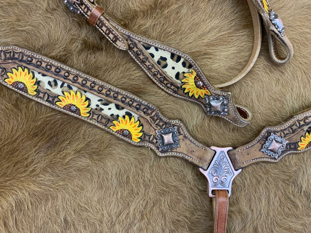 Cheetah sunflower browband tack set